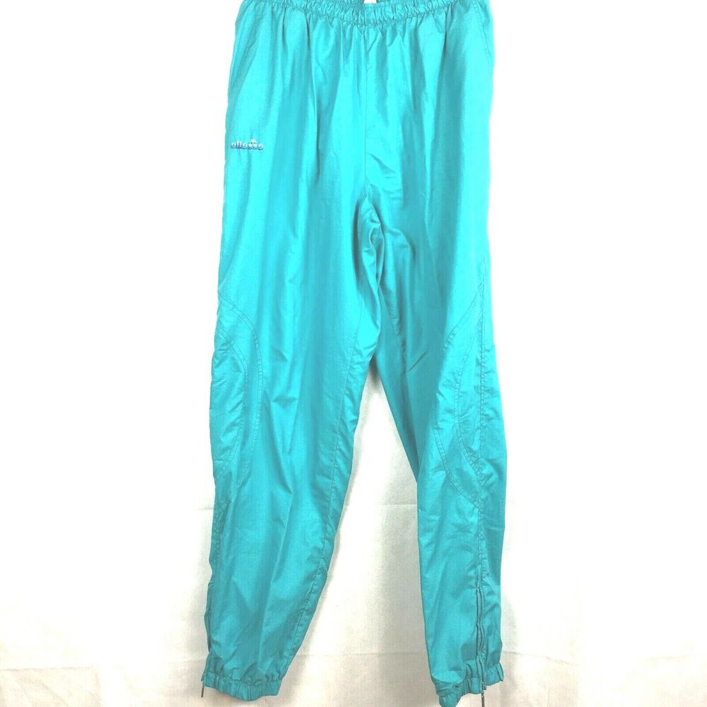Ellesse Pants Unisex Sz 18W/42M Vintage Blue Lined Windbreaker Jogger Track